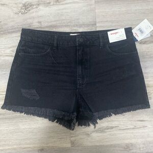 Black Wrangler high rise shorts